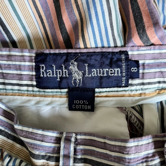 VINTAGE Ralph Lauren striped cotton shorts preppy classic basic waist 25 - Picture 6 of 11